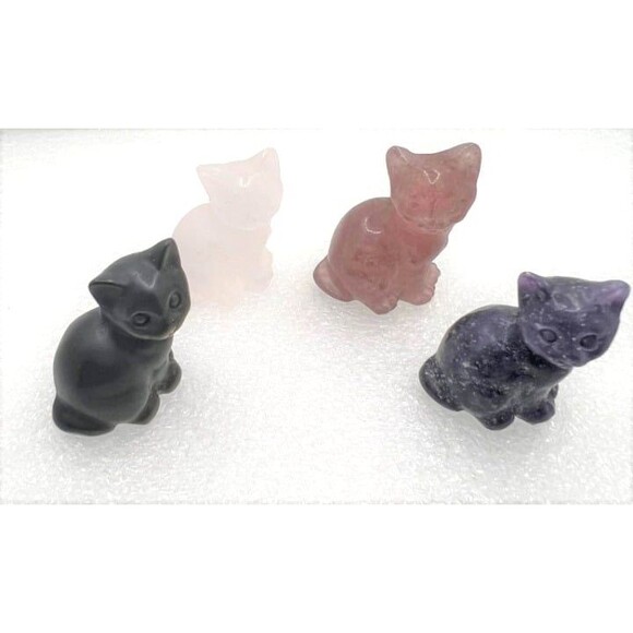 Mini Genuine Gemstone Cat Carving - Your Choice - Picture 1 of 5